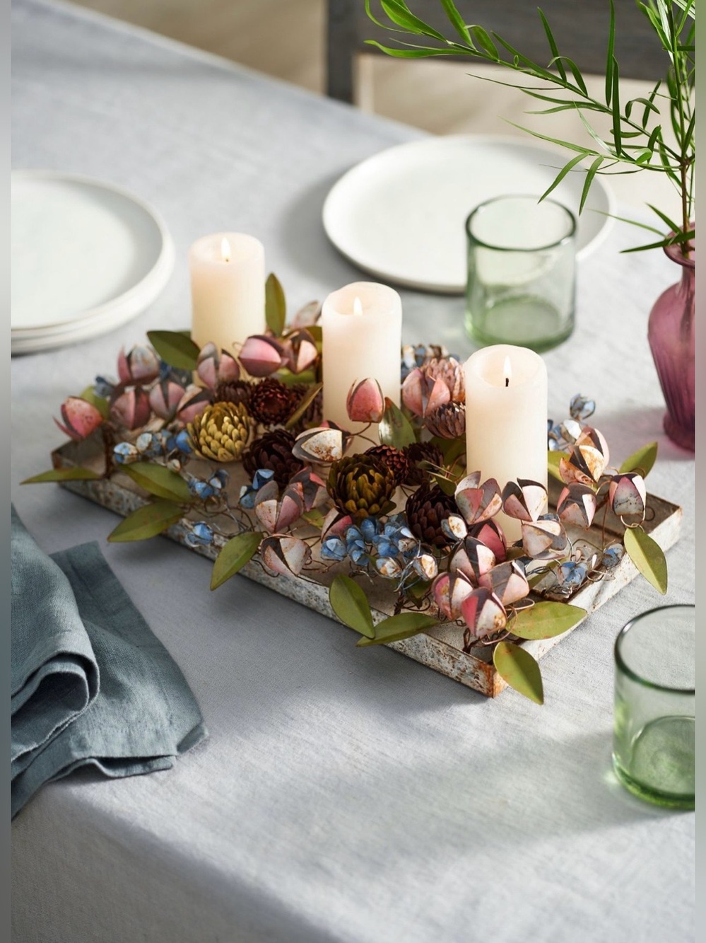 Anthropologie terrain Floral Metal Centerpiece, Rectangle